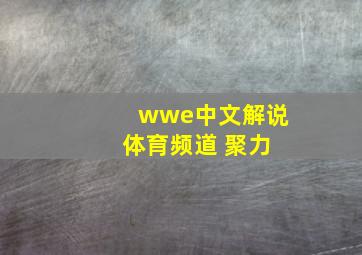 wwe中文解说 体育频道 聚力